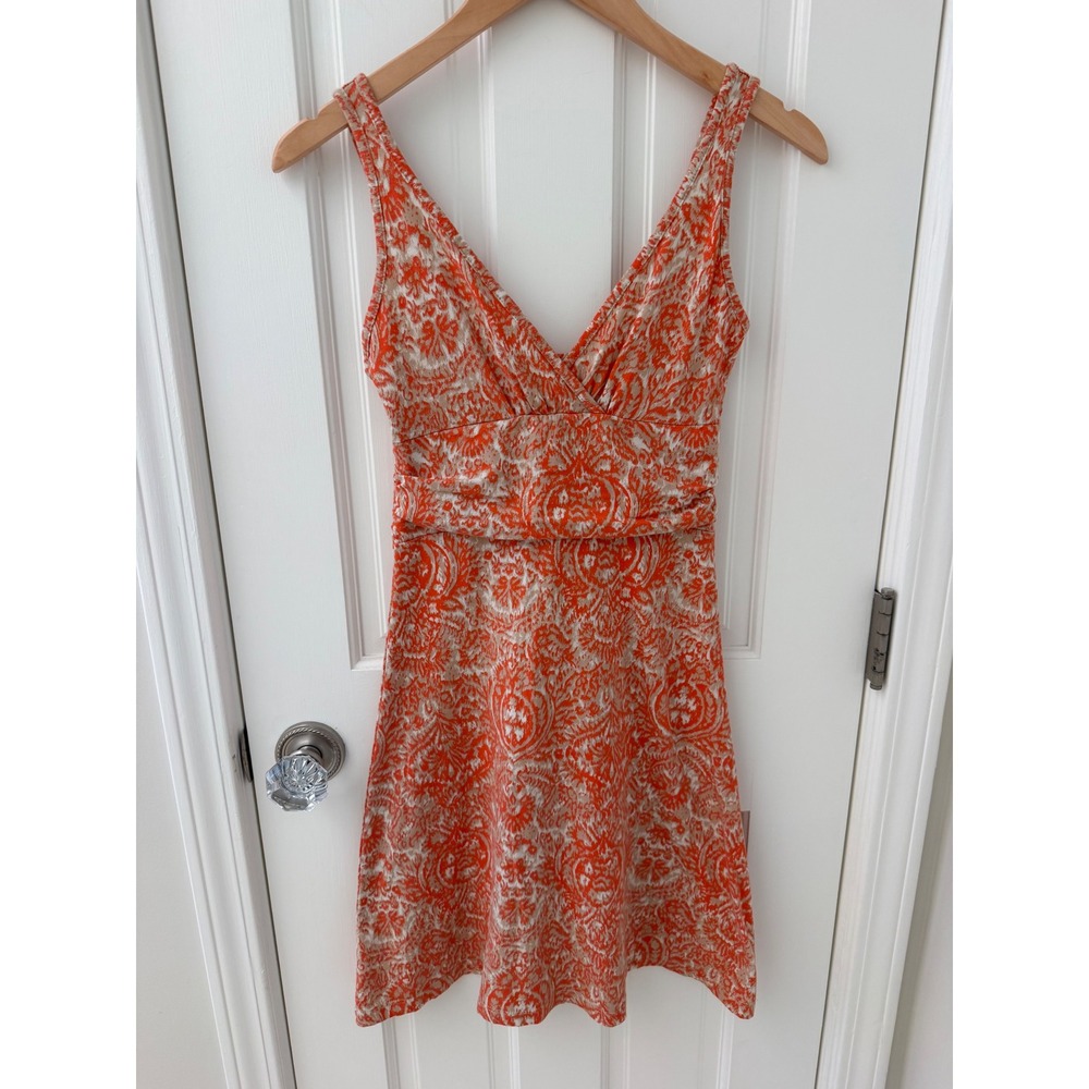 Patagonia Margot Paisley Knit V-Neck Dress Orange XS Sun Dress